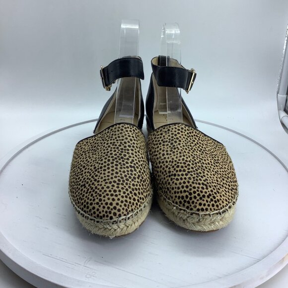 Sole Society Stacie 2 Closed Toe Espadrille Shoe Women Sz 7 Real Cow Fur Leather - Picture 2 of 7